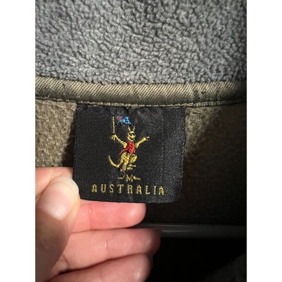 Australia Full Zip Collar Neck Fleece Jacket Embroidered Patch Brown Size Medium - Picture 4 of 5